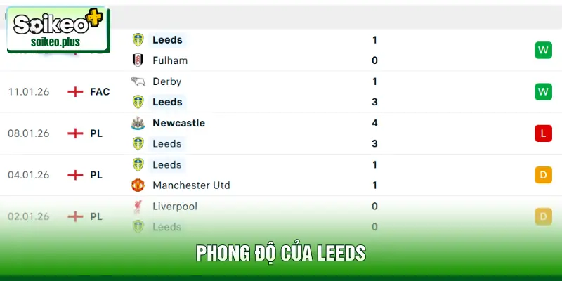 Phong độ của Leeds