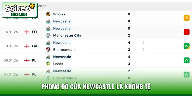Phong độ của Newcastle là không tệ